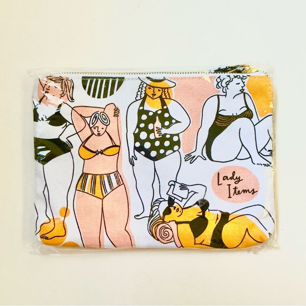 Lady Items Women Illustration Graphic Emily McDowell Zippered Pouch NWT